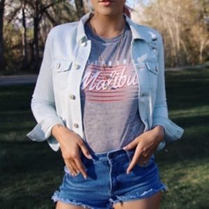 FOREVER 21 NWOT Gray Malibu Graphic Bodysuit